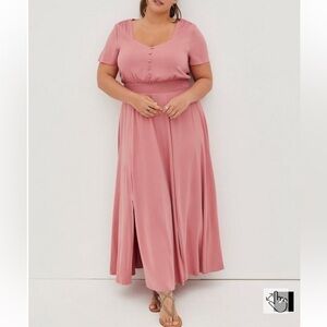 Torrid dusty rose long flowy dress with double front side slits